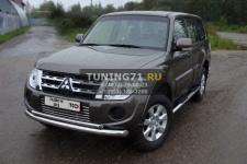 Пороги овальные с накладкой 120х60 мм Mitsubishi Pajero IV 2013